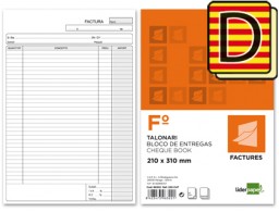 Talonario Liderpapel Facturas Folio natural 50 juegos duplicado con IVA texto en catalán